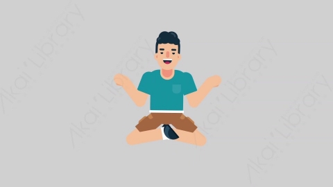 AE模板-NORMIE-2 33 Meditation懒散休闲男士冥想沉思扁平人物日常角色