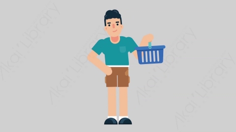 AE模板-NORMIE-2 54 Shopping懒散休闲男士购物扁平人物日常角色