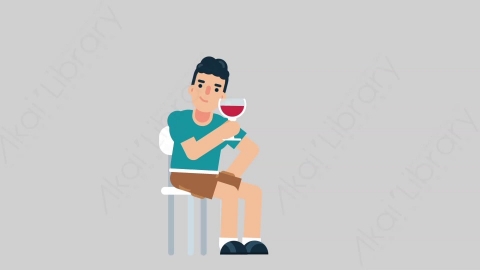 AE模板-NORMIE-2 80 Wine Toast懒散休闲男士喝红酒扁平人物日常角色