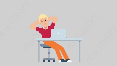 AE模板-NORMIE-3 31 Typing on PC 2懒散休闲男士在电脑上打字扁平人物日常角色