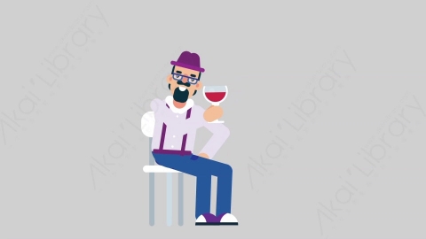 AE模板-MUSICIAN 80 Wine Toast音乐家作曲家艺术家喝红酒扁平人物职业角色