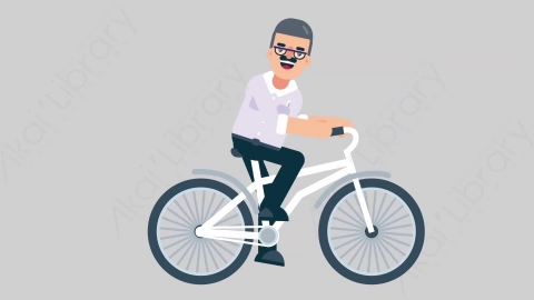 AE模板-TEACHER 04 Bicycle学校课堂教师老师骑自行车扁平人物职业角色