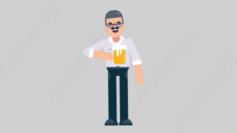 AE模板-TEACHER 27 Cheering with Glass学校课堂教师老师喝啤酒扁平人物职业角色
