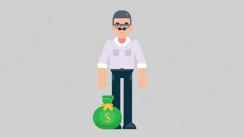 AE模板-TEACHER 37 Picking Bag学校课堂教师老师抱着钱袋扁平人物职业角色