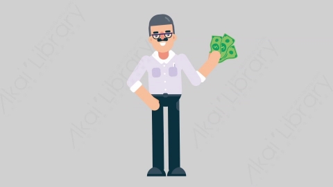AE模板-TEACHER 41 Pulling Money学校课堂教师老师拿钱扁平人物职业角色