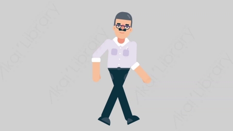 AE模板-TEACHER 77 Walking Cycle学校课堂教师老师一直步行扁平人物职业角色