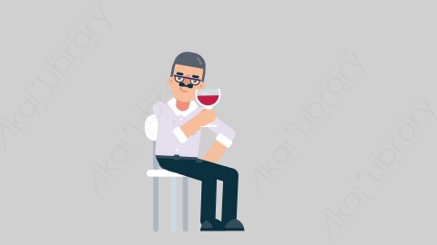 AE模板-TEACHER 80 Wine Toast学校课堂教师老师喝红酒扁平人物职业角色