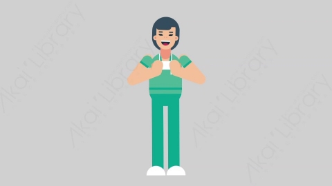 AE模板-WOMAN NURSE 02 Applause医疗科技女性医生护士掌声欢呼扁平人物职业角色