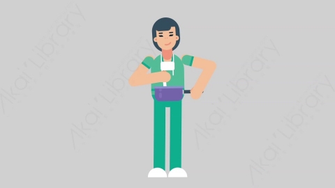 AE模板-WOMAN NURSE 07 Cooking医疗科技女性医生护士做饭烹饪扁平人物职业角色