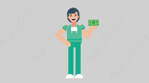 AE模板-WOMAN NURSE 16 Gain Money医疗科技女性医生护士赚钱扁平人物职业角色
