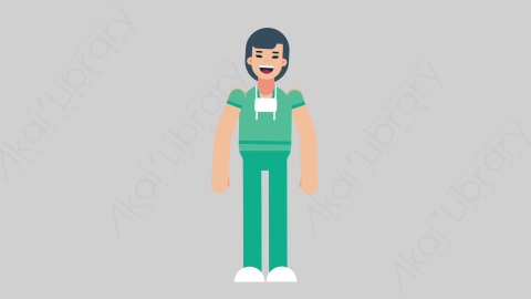 AE模板-WOMAN NURSE 25 HighFive医疗科技女性医生护士击掌扁平人物职业角色