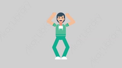 AE模板-WOMAN NURSE 26 Cheering医疗科技女性医生护士欢呼喝彩扁平人物职业角色