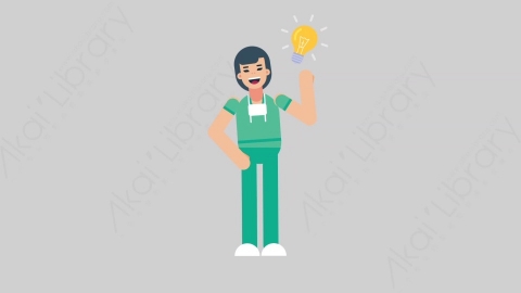 AE模板-WOMAN NURSE 28 Idea医疗科技女性医生护士有主意想法扁平人物职业角色