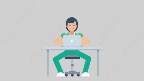 AE模板-WOMAN NURSE 30 Typing on PC医疗科技女性医生护士在电脑上打字扁平人物职业角色