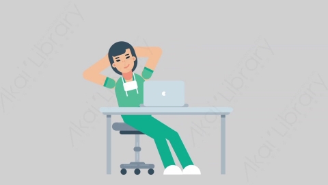 AE模板-WOMAN NURSE 31 Typing on PC 2医疗科技女性医生护士在电脑上打字扁平人物职业角色