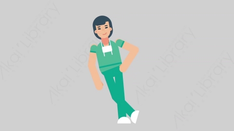AE模板-WOMAN NURSE 32 Leaned医疗科技女性医生护士倚靠靠墙扁平人物职业角色