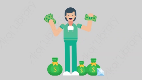AE模板-WOMAN NURSE 34 Money医疗科技女性医生护士财产财富钱扁平人物职业角色