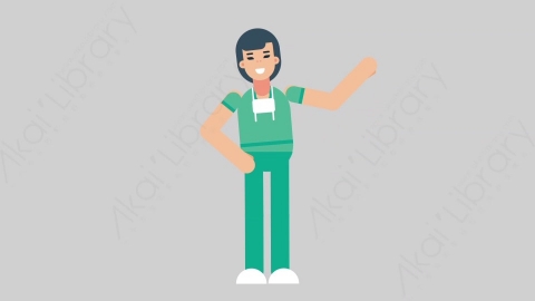 AE模板-WOMAN NURSE 38 Pointing医疗科技女性医生护士指向指点扁平人物职业角色