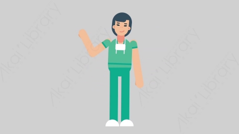 AE模板-WOMAN NURSE 40 Pointing 3医疗科技女性医生护士指向指点扁平人物职业角色