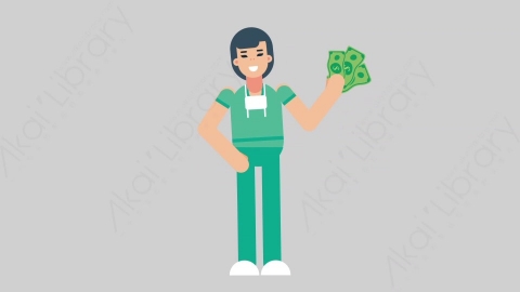AE模板-WOMAN NURSE 41 Pulling Money医疗科技女性医生护士拿钱扁平人物职业角色