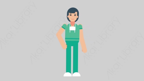 AE模板-WOMAN NURSE 44 Pushing Buttons医疗科技女性医生护士按钮按键扁平人物职业角色