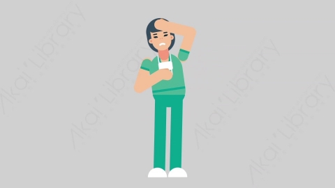 AE模板-WOMAN NURSE 50 Stressed Out医疗科技女性医生护士压力过大心力交瘁扁平人物职业角色