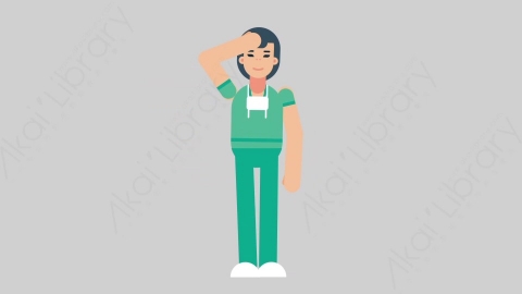 AE模板-WOMAN NURSE 51 Salute医疗科技女性医生护士敬礼致敬扁平人物职业角色