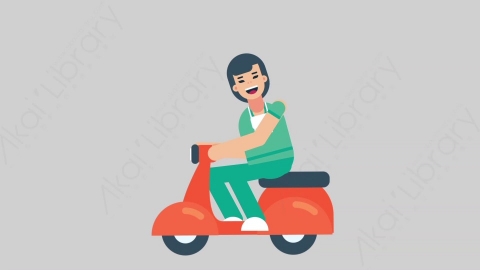 AE模板-WOMAN NURSE 52 Scooter医疗科技女性医生护士骑摩托车扁平人物职业角色