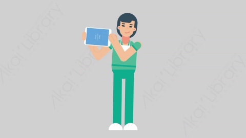 AE模板-WOMAN NURSE 56 Showing Tablet医疗科技女性医生护士展示平板电脑扁平人物职业角色