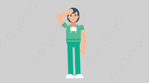 AE模板-WOMAN NURSE 57 Sight医疗科技女性医生护士观察四周扁平人物职业角色