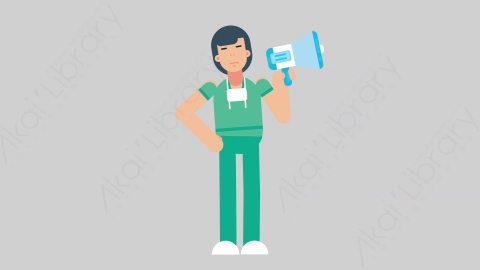 AE模板-WOMAN NURSE 58 Speech医疗科技女性医生护士演讲发言扁平人物职业角色