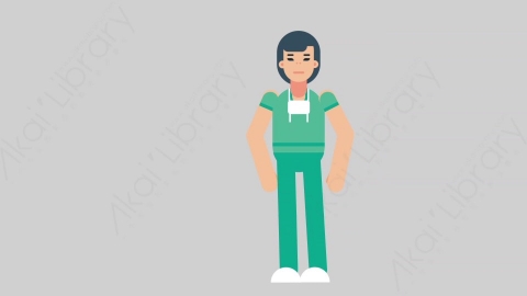 AE模板-WOMAN NURSE 59 Stabbed医疗科技女性医生护士被刺伤扁平人物职业角色