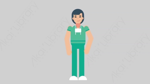 AE模板-WOMAN NURSE 60 Standing医疗科技女性医生护士站立扁平人物职业角色