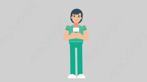 AE模板-WOMAN NURSE 61 Standing 2医疗科技女性医生护士站立扁平人物职业角色