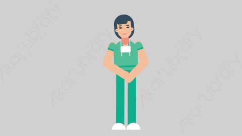 AE模板-WOMAN NURSE 62 Standing 3医疗科技女性医生护士站立扁平人物职业角色