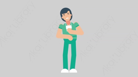 AE模板-WOMAN NURSE 65 Stomach Pain医疗科技女性医生护士肚子痛胃痛扁平人物职业角色