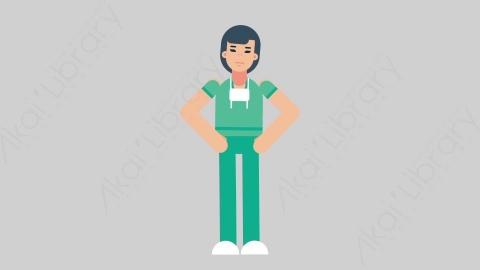 AE模板-WOMAN NURSE 69 Talking医疗科技女性医生护士说话讲话扁平人物职业角色
