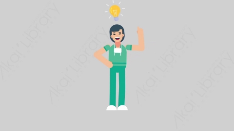 AE模板-WOMAN NURSE 70 Thinking 1医疗科技女性医生护士思考考虑扁平人物职业角色