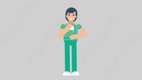 AE模板-WOMAN NURSE 72 Tie医疗科技女性医生护士整理领带扁平人物职业角色
