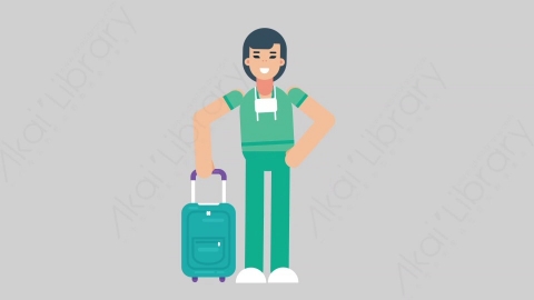 AE模板-WOMAN NURSE 74 Traveling医疗科技女性医生护士旅游旅行扁平人物职业角色