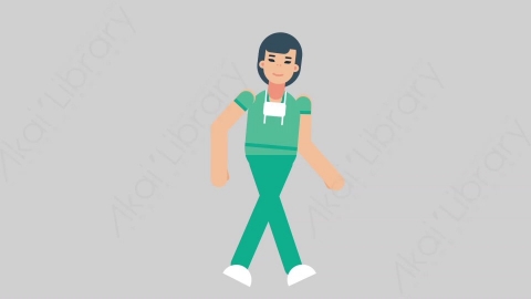 AE模板-WOMAN NURSE 77 Walking Cycle医疗科技女性医生护士一直步行扁平人物职业角色