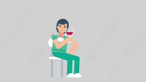 AE模板-WOMAN NURSE 80 Wine Toast医疗科技女性医生护士喝红酒扁平人物职业角色