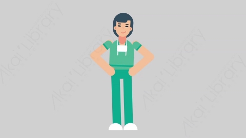 AE模板-WOMAN NURSE 82 Yes医疗科技女性医生护士点头同意扁平人物职业角色