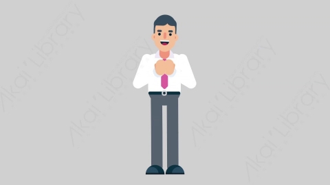 AE模板-NORMIE-4 02 Applause休闲企业商业男士掌声欢呼扁平人物商务角色