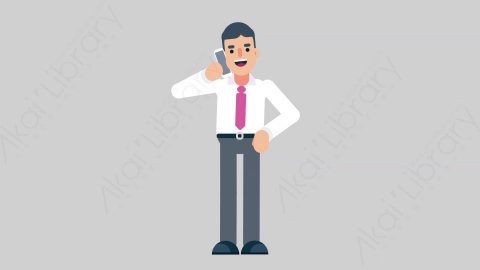 AE模板-NORMIE-4 05 Call休闲企业商业男士打电话扁平人物商务角色