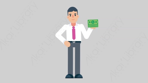 AE模板-NORMIE-4 17 Losing Money休闲企业商业男士赔钱亏损扁平人物商务角色