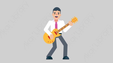 AE模板-NORMIE-4 20 Playing Guitar休闲企业商业男士弹吉他扁平人物商务角色