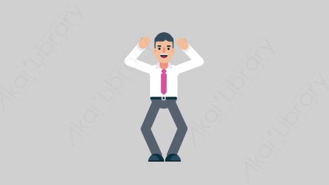 AE模板-NORMIE-4 26 Cheering休闲企业商业男士欢呼喝彩扁平人物商务角色