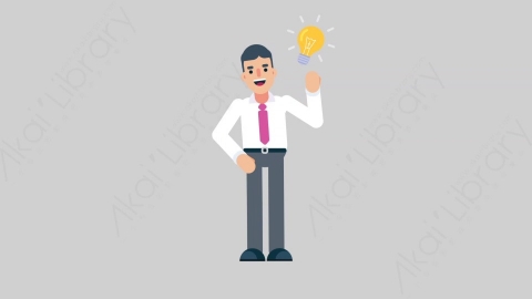 AE模板-NORMIE-4 28 Idea休闲企业商业男士有主意想法扁平人物商务角色