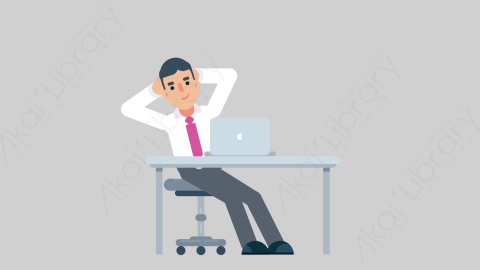 AE模板-NORMIE-4 31 Typing on PC 2休闲企业商业男士在电脑上打字扁平人物商务角色